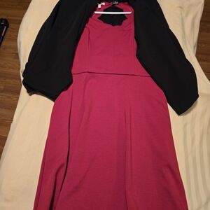 Maurices Red Dress with Black Overlay
